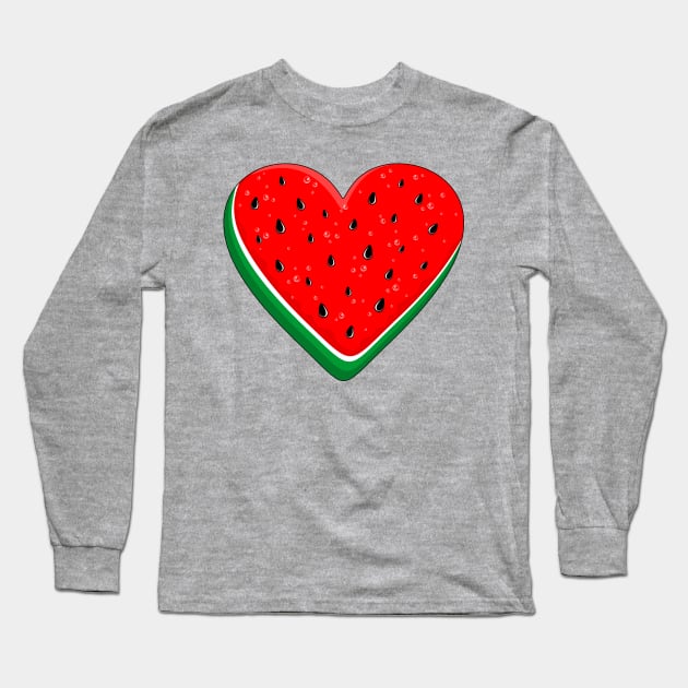 Watermelon Heart Valentine's Day Free Palestine Long Sleeve T-Shirt by BluedarkArt